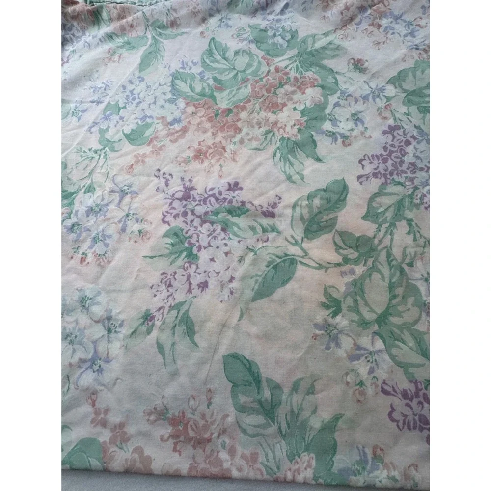 Vintage Martex Floral Ruffle Pillowcase Set 2 Standard Percale Lilac Hydrangea - Picture 4 of 10